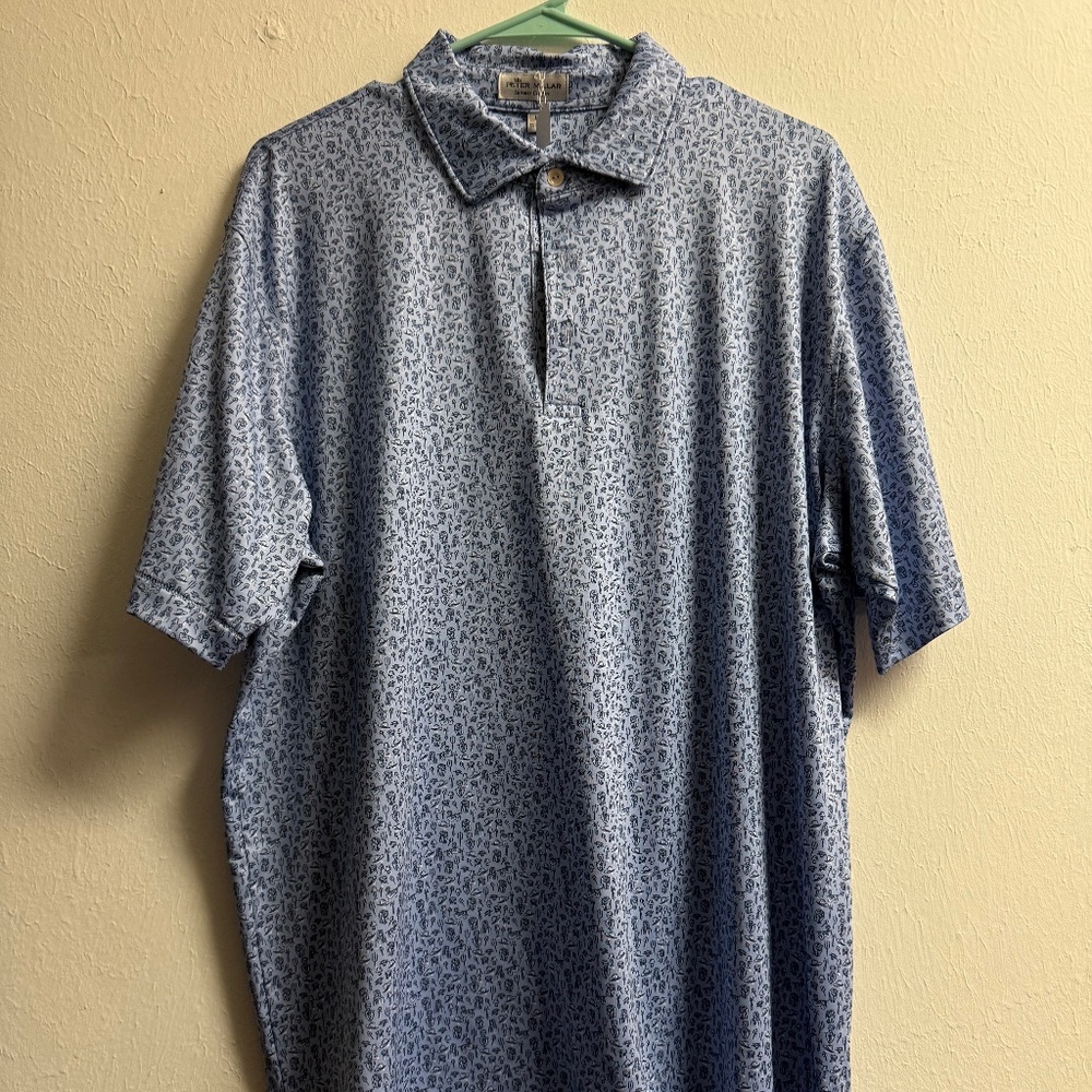 Peter Millar Men's Summer Comfort Short Sleeve Golf Shirt Blue, Size:L, EUC